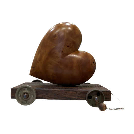 Walnut Burl Heart on a Cart