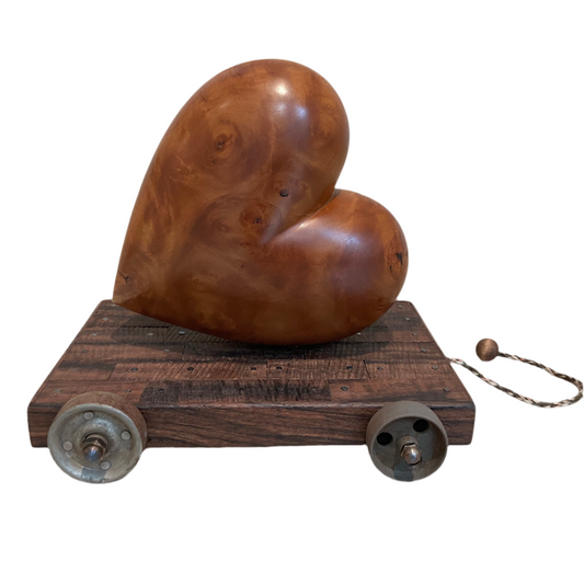 Walnut Burl Heart on a Cart